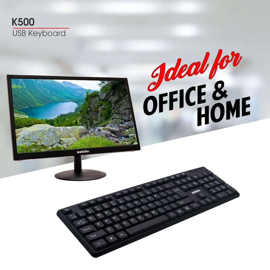 Zebion K500 USB Wired Keyboard 102‑Key Rugged Heavy‑Duty Ergonomic Clicky Touch Design with Rupee Key for PC Laptop India image 9