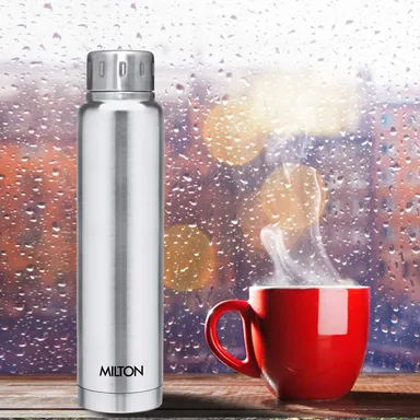 Milton Elfin 500 ml Thermosteel Vacuum Insulated Stainless Steel Water Bottle Leak-Proof Silver Office Gym School Daily Use, 24 Hr Hot Cold Performance thumbnail 1
