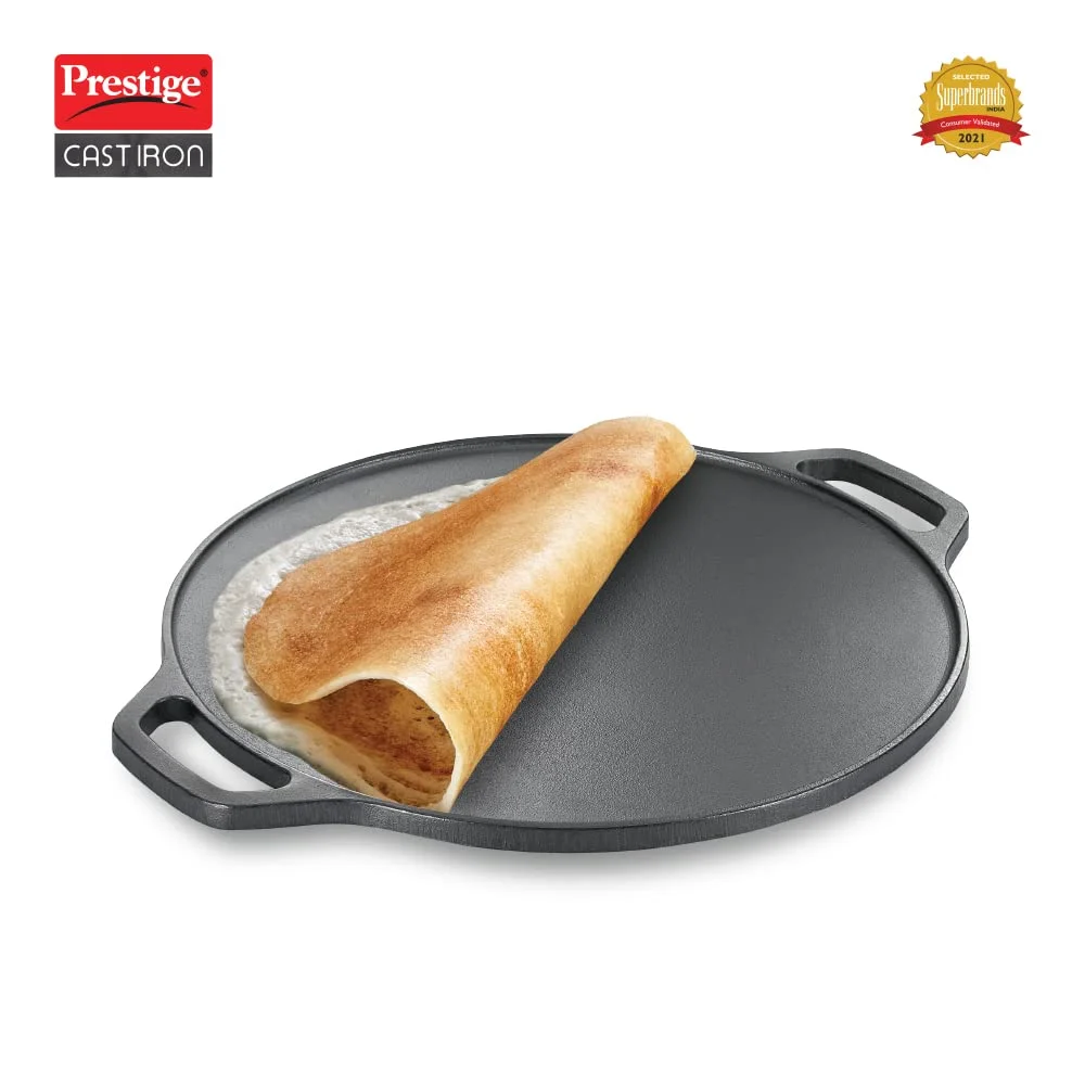 Prestige 30 cm Cast Iron Dosa Tawa Heavy Gauge Durable Cookware | Even Heat Retention | Gas Induction Compatible | Premium Cast Iron Griddle Pan India image 4