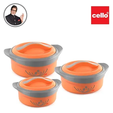 CELLO Solaris Stainless Steel Insulated Casserole Set of 3 with Firm Twist Lock Lid 500ml 1000ml 1500ml Serve and Store Hot Food thumbnail 2