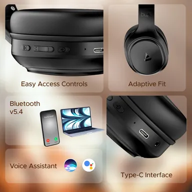 boAt Rockerz 430 Over-Ear Bluetooth Headphones with 40 mm Drivers, 40 H Playtime, BEAST™ Mode & ENx™ Tech – Black Sabre thumbnail 3
