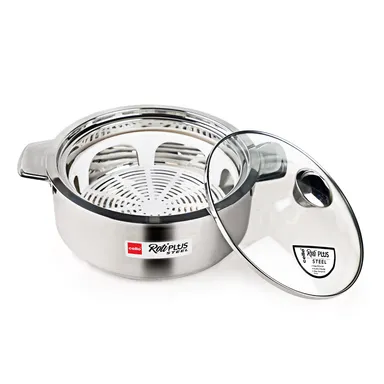 Cello Roti Plus Insulated Stainless Steel Casserole with Glass Lid | Double Walled, PU Insulated Roti Hot Pot for Kitchen, Chapati & Food Storage | Silver thumbnail 3