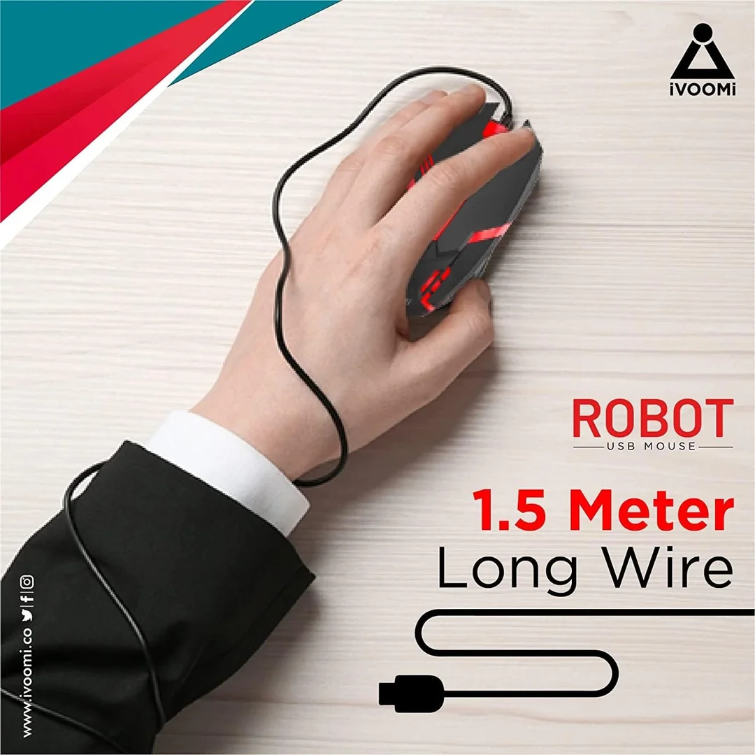 iVOOMi Robot Wired Gaming Mouse | Optical USB 2.0 | High DPI Precision for PC and Laptop | Black image 4