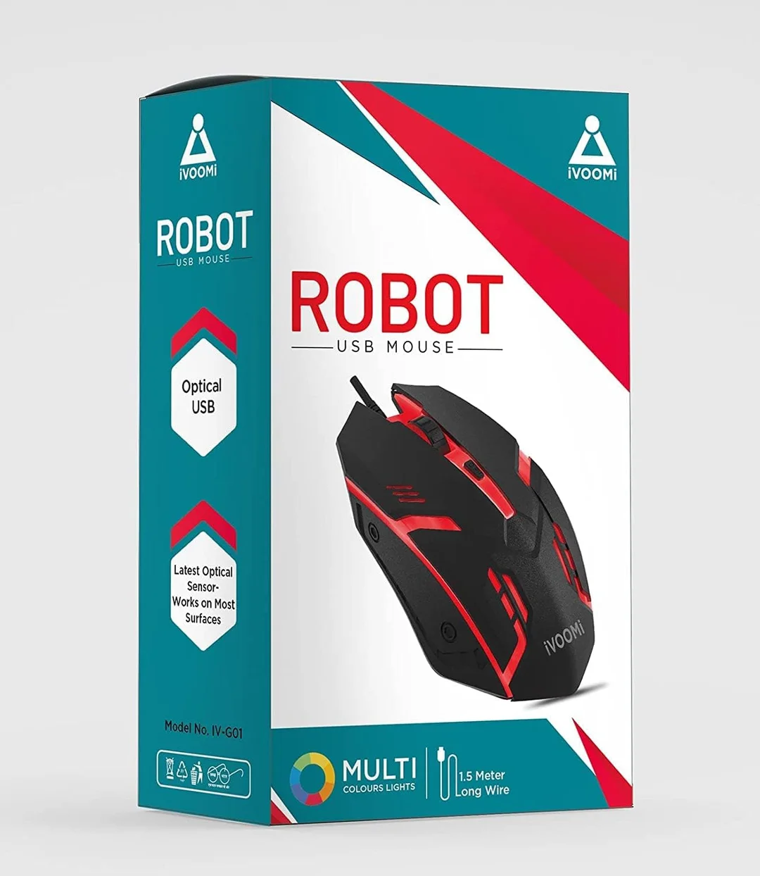 iVOOMi Robot Wired Gaming Mouse | Optical USB 2.0 | High DPI Precision for PC and Laptop | Black image 1