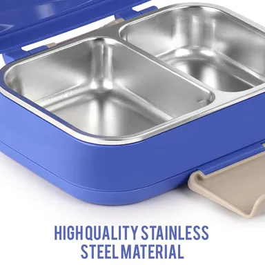 CELLO Pioneer Insulated Lunch Box with Steel Compartments, Fork & Spoon Set | Ideal for College, Office, & Outdoor Activities | Blue thumbnail 5