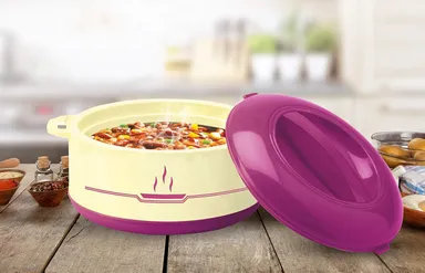 MILTON Buffet 2000 Inner Steel Insulated Casserole 2L Cherry Pink Double Wall Stainless Steel Food Warmer Hot Pot with Handles thumbnail 1
