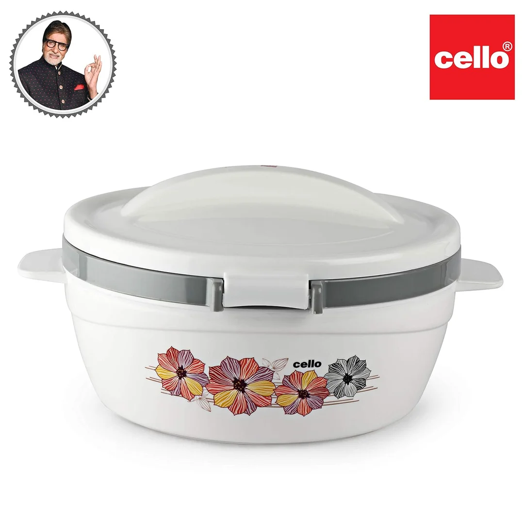 Cello 850 ml Flip-Top Plastic Casserole with Lid – BPA-Free Food-Grade, White/Grey image 3
