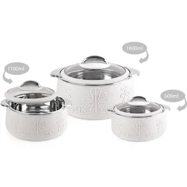 CELLO Royale Thermoware Insulated Casserole Set of 3, 600ml, 1100ml & 1600ml | BPA-Free Hot Food Storage & Serving thumbnail 1