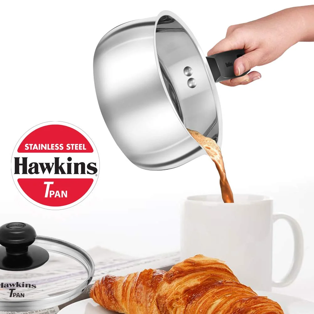 Hawkins 1 L Stainless Steel Induction Tea Pan with Glass Lid – SST10G | Easy-Pour Saucepan for Tea, Milk, Coffee & Soups image 3