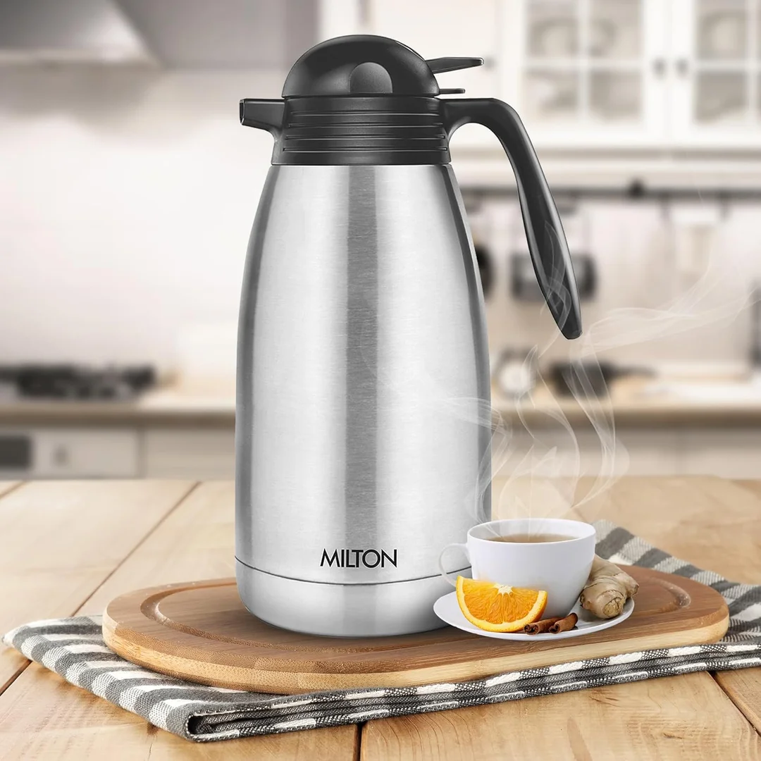 Milton Carafe 2000ml | Stainless Steel Vacuum Insulated Flask with Handle, Leak Proof, ISI Certified, Hot & Cold Coffee Tea Carafe image 6