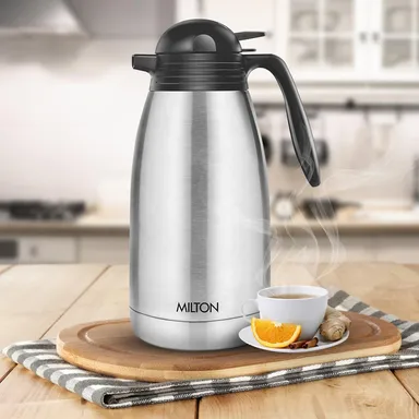 Milton Carafe 2000ml | Stainless Steel Vacuum Insulated Flask with Handle, Leak Proof, ISI Certified, Hot & Cold Coffee Tea Carafe thumbnail 5
