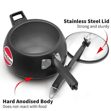Hawkins Contura Black XT 5 Litre Hard Anodised Inner Lid Induction Pressure Cooker, Extra Thick Base, Safe & Energy Efficient Family Cooker thumbnail 2