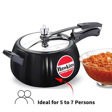 Hawkins Contura Black XT 5 Litre Hard Anodised Inner Lid Induction Pressure Cooker, Extra Thick Base, Safe & Energy Efficient Family Cooker thumbnail 3