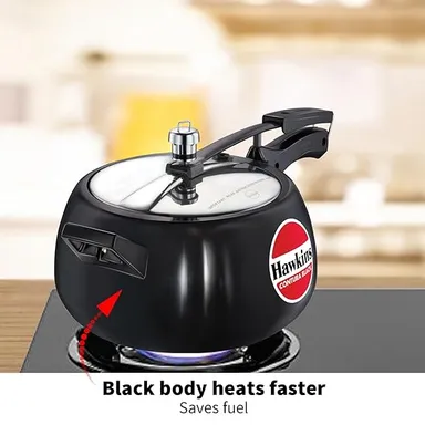 Hawkins Contura Black XT 5 Litre Hard Anodised Inner Lid Induction Pressure Cooker, Extra Thick Base, Safe & Energy Efficient Family Cooker thumbnail 4