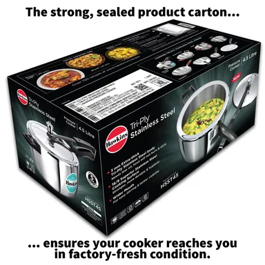 Hawkins 4.5L Triply Stainless Steel Pressure Cooker Inner Lid Induction Gas Compatible Heavy-Duty 3mm Base 18/8 Food-Grade Cookware for Indian Kitchen thumbnail 6