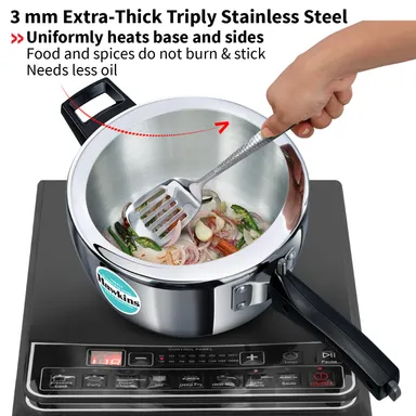 Hawkins 4.5L Triply Stainless Steel Pressure Cooker Inner Lid Induction Gas Compatible Heavy-Duty 3mm Base 18/8 Food-Grade Cookware for Indian Kitchen thumbnail 10