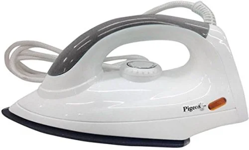 Pigeon Comfy-Dry Iron 1000W | Lightweight White Dry Iron| Best for Cotton & Silk Clothes | Fast Heating| Ergonomic Design image 1