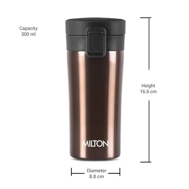 MILTON Thermosteel Vacuum Insulated Travel Coffee Mug 300ml | Black, ISI Certified, Spill Proof, Leakproof & Rustproof | Prolonged Hot & Cold Retention, Easy Sip, On-The-Go Coffee Cup thumbnail 36