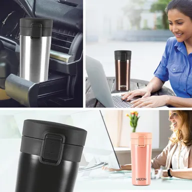 MILTON Thermosteel Vacuum Insulated Travel Coffee Mug 300ml | Black, ISI Certified, Spill Proof, Leakproof & Rustproof | Prolonged Hot & Cold Retention, Easy Sip, On-The-Go Coffee Cup thumbnail 35