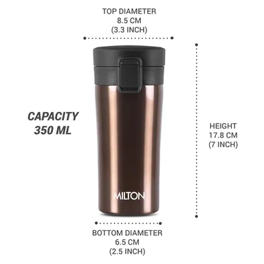 MILTON Thermosteel Vacuum Insulated Travel Coffee Mug 300ml | Black, ISI Certified, Spill Proof, Leakproof & Rustproof | Prolonged Hot & Cold Retention, Easy Sip, On-The-Go Coffee Cup thumbnail 60