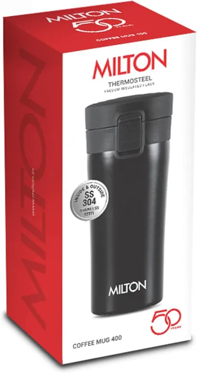 MILTON Thermosteel Vacuum Insulated Travel Coffee Mug 300ml | Black, ISI Certified, Spill Proof, Leakproof & Rustproof | Prolonged Hot & Cold Retention, Easy Sip, On-The-Go Coffee Cup thumbnail 58