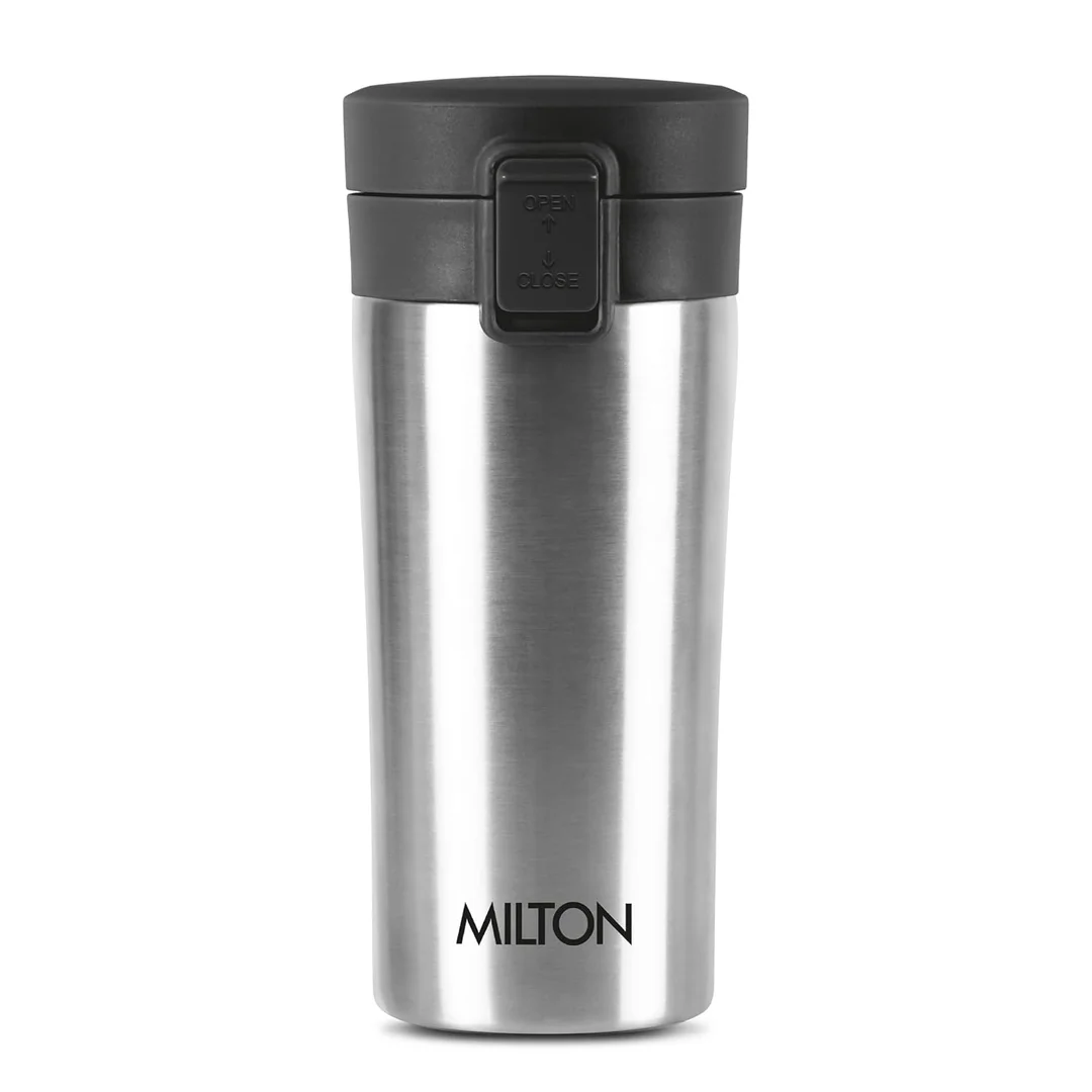 MILTON Thermosteel Vacuum Insulated Travel Coffee Mug 300ml | Black, ISI Certified, Spill Proof, Leakproof & Rustproof | Prolonged Hot & Cold Retention, Easy Sip, On-The-Go Coffee Cup image 58