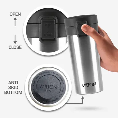 MILTON Thermosteel Vacuum Insulated Travel Coffee Mug 300ml | Black, ISI Certified, Spill Proof, Leakproof & Rustproof | Prolonged Hot & Cold Retention, Easy Sip, On-The-Go Coffee Cup thumbnail 55