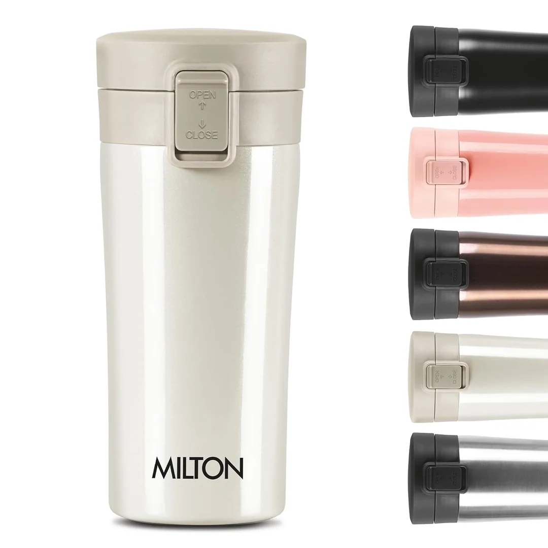 MILTON Thermosteel Vacuum Insulated Travel Coffee Mug 300ml | Black, ISI Certified, Spill Proof, Leakproof & Rustproof | Prolonged Hot & Cold Retention, Easy Sip, On-The-Go Coffee Cup image 16