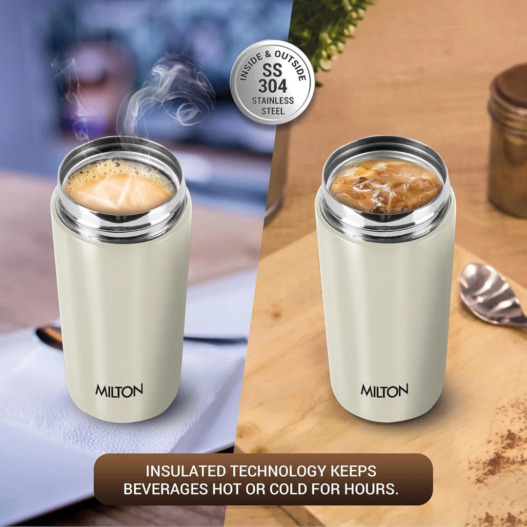 MILTON Thermosteel Vacuum Insulated Travel Coffee Mug 300ml | Black, ISI Certified, Spill Proof, Leakproof & Rustproof | Prolonged Hot & Cold Retention, Easy Sip, On-The-Go Coffee Cup image 13