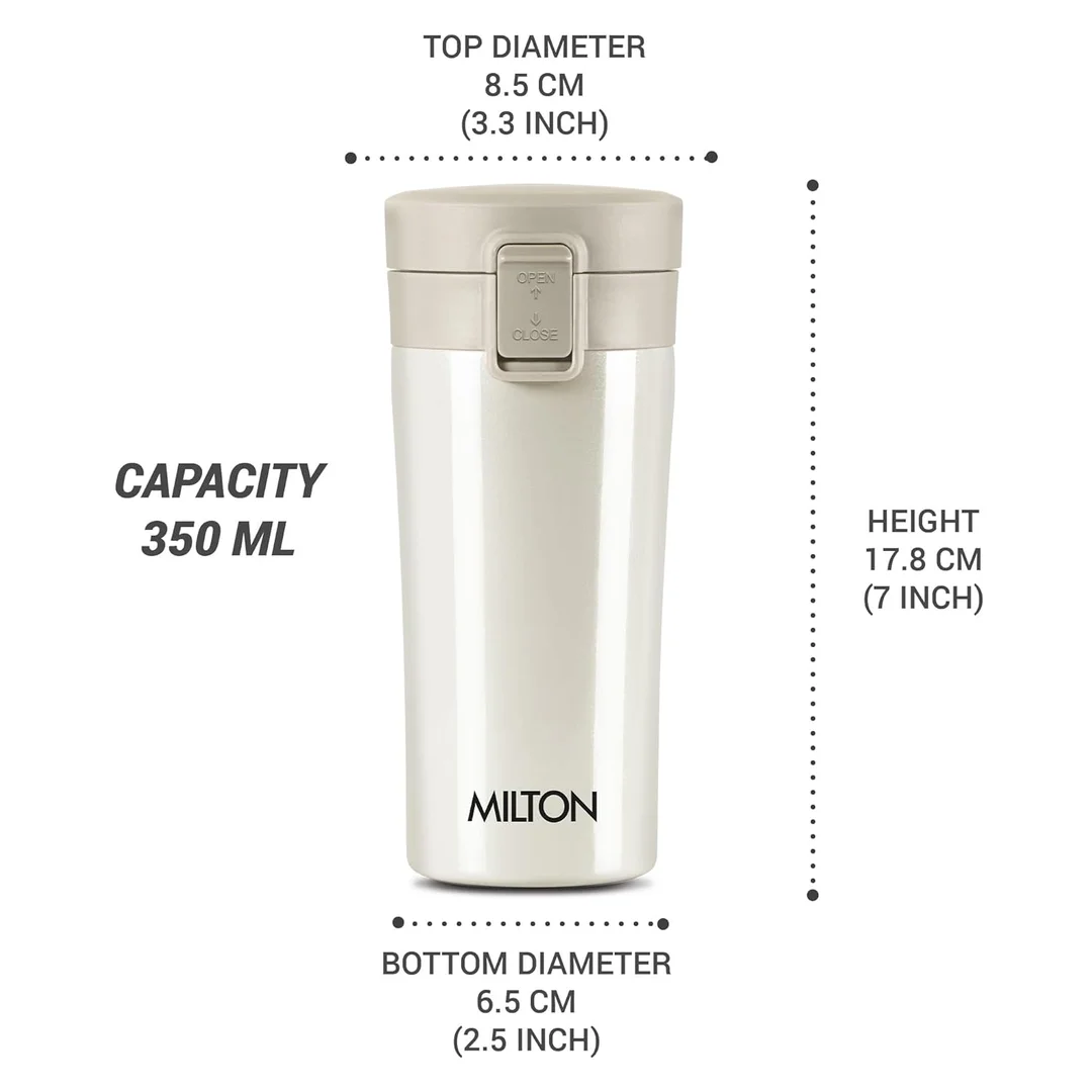 MILTON Thermosteel Vacuum Insulated Travel Coffee Mug 300ml | Black, ISI Certified, Spill Proof, Leakproof & Rustproof | Prolonged Hot & Cold Retention, Easy Sip, On-The-Go Coffee Cup image 10