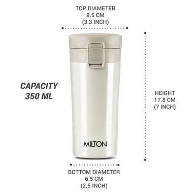 MILTON Thermosteel Vacuum Insulated Travel Coffee Mug 300ml | Black, ISI Certified, Spill Proof, Leakproof & Rustproof | Prolonged Hot & Cold Retention, Easy Sip, On-The-Go Coffee Cup thumbnail 9