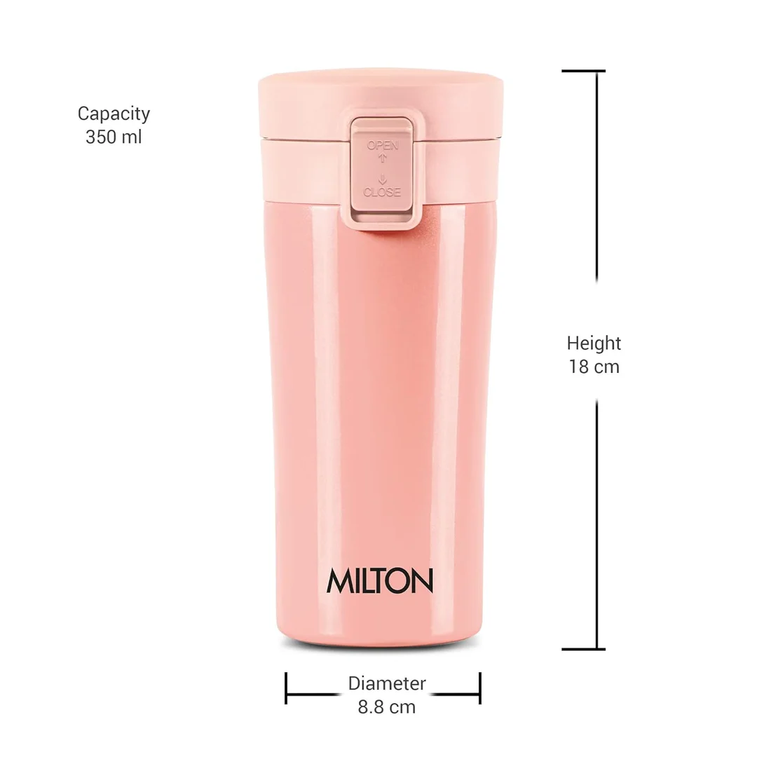 MILTON Thermosteel Vacuum Insulated Travel Coffee Mug 300ml | Black, ISI Certified, Spill Proof, Leakproof & Rustproof | Prolonged Hot & Cold Retention, Easy Sip, On-The-Go Coffee Cup image 4