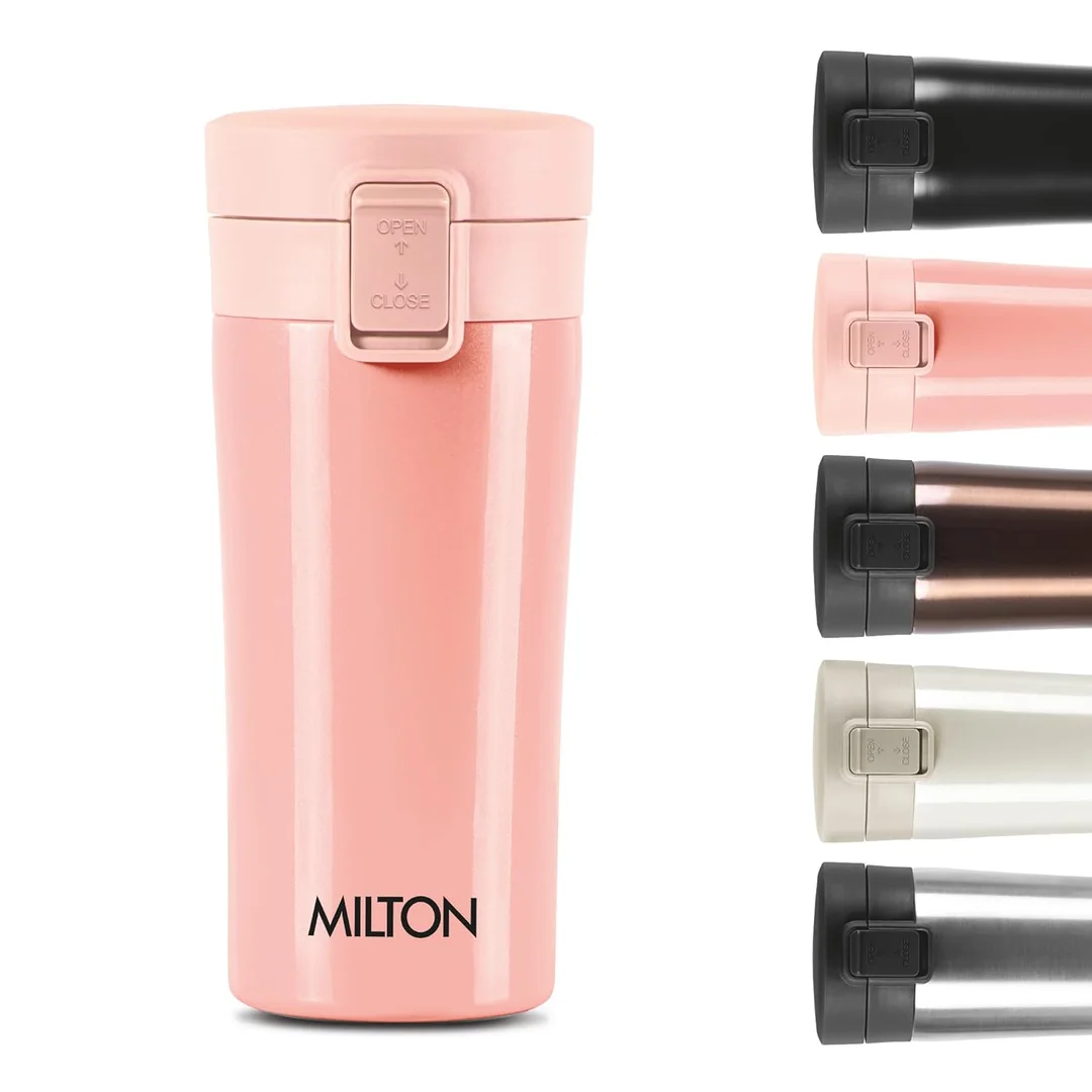 MILTON Thermosteel Vacuum Insulated Travel Coffee Mug 300ml | Black, ISI Certified, Spill Proof, Leakproof & Rustproof | Prolonged Hot & Cold Retention, Easy Sip, On-The-Go Coffee Cup image 3