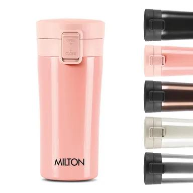 MILTON Thermosteel Vacuum Insulated Travel Coffee Mug 300ml | Black, ISI Certified, Spill Proof, Leakproof & Rustproof | Prolonged Hot & Cold Retention, Easy Sip, On-The-Go Coffee Cup thumbnail 2