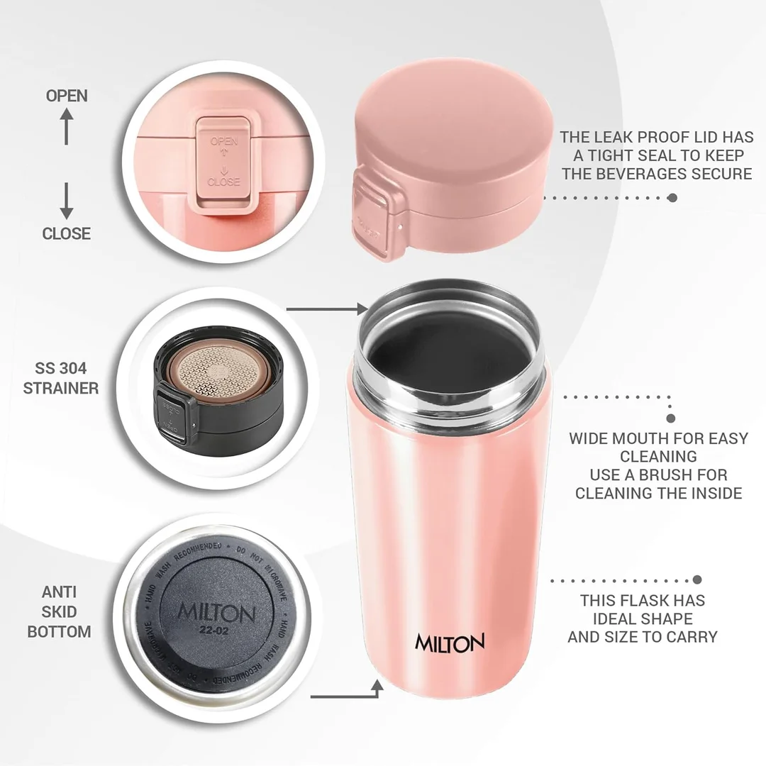 MILTON Thermosteel Vacuum Insulated Travel Coffee Mug 300ml | Black, ISI Certified, Spill Proof, Leakproof & Rustproof | Prolonged Hot & Cold Retention, Easy Sip, On-The-Go Coffee Cup image 32