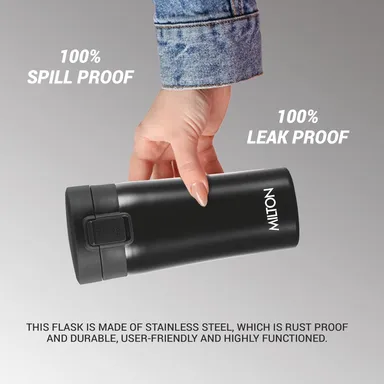 MILTON Thermosteel Vacuum Insulated Travel Coffee Mug 300ml | Black, ISI Certified, Spill Proof, Leakproof & Rustproof | Prolonged Hot & Cold Retention, Easy Sip, On-The-Go Coffee Cup thumbnail 44