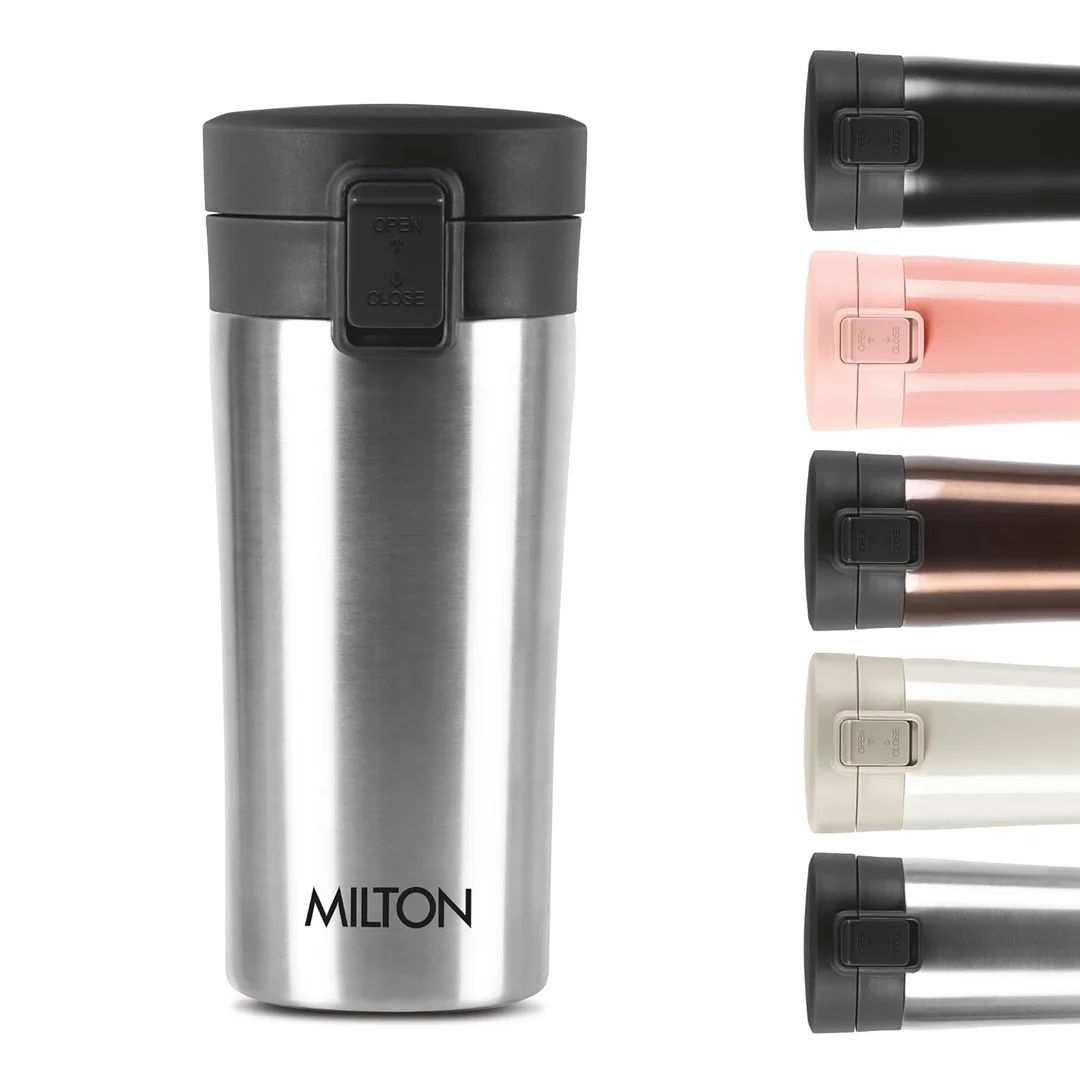 MILTON Thermosteel Vacuum Insulated Travel Coffee Mug 300ml | Black, ISI Certified, Spill Proof, Leakproof & Rustproof | Prolonged Hot & Cold Retention, Easy Sip, On-The-Go Coffee Cup image 28
