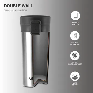 MILTON Thermosteel Vacuum Insulated Travel Coffee Mug 300ml | Black, ISI Certified, Spill Proof, Leakproof & Rustproof | Prolonged Hot & Cold Retention, Easy Sip, On-The-Go Coffee Cup thumbnail 26