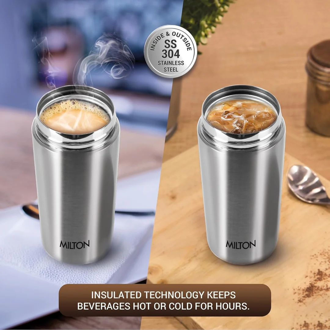 MILTON Thermosteel Vacuum Insulated Travel Coffee Mug 300ml | Black, ISI Certified, Spill Proof, Leakproof & Rustproof | Prolonged Hot & Cold Retention, Easy Sip, On-The-Go Coffee Cup image 26