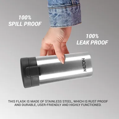 MILTON Thermosteel Vacuum Insulated Travel Coffee Mug 300ml | Black, ISI Certified, Spill Proof, Leakproof & Rustproof | Prolonged Hot & Cold Retention, Easy Sip, On-The-Go Coffee Cup thumbnail 23