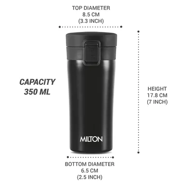 MILTON Thermosteel Vacuum Insulated Travel Coffee Mug 300ml | Black, ISI Certified, Spill Proof, Leakproof & Rustproof | Prolonged Hot & Cold Retention, Easy Sip, On-The-Go Coffee Cup thumbnail 43