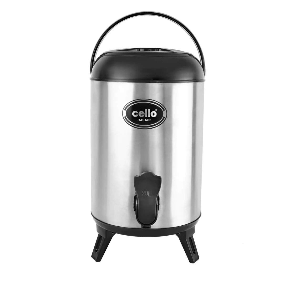 CELLO Jaguar 10 L Black Stainless Steel Insulated Water Jug — Leak‑Proof Large Capacity Hot & Cold Beverages Jug for Home, Outdoor & Parties image 1