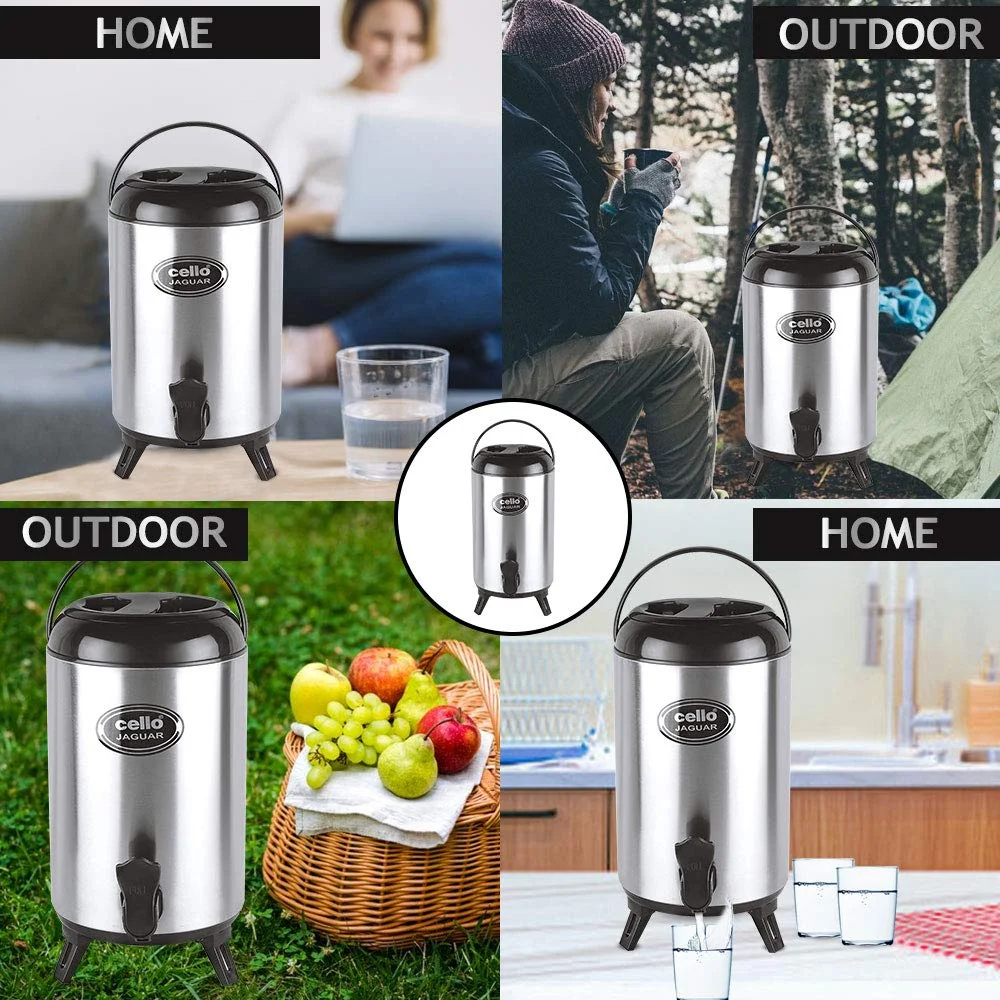 CELLO Jaguar 10 L Black Stainless Steel Insulated Water Jug — Leak‑Proof Large Capacity Hot & Cold Beverages Jug for Home, Outdoor & Parties image 3