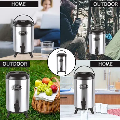 CELLO Jaguar 10 L Black Stainless Steel Insulated Water Jug — Leak‑Proof Large Capacity Hot & Cold Beverages Jug for Home, Outdoor & Parties thumbnail 2