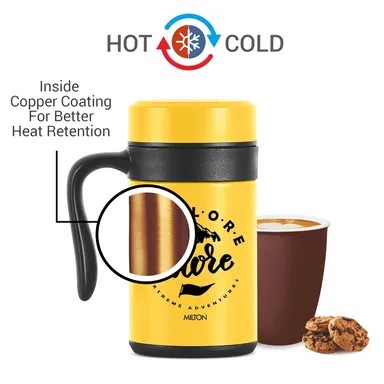 MILTON Cosmic 500 Thermosteel Mug, 500 ml, Yellow | Stainless Steel Strainer | Hot & Cold | Vacuum Insulated | Rust Proof | Leak Proof | Tea | Coffee | Mug thumbnail 1