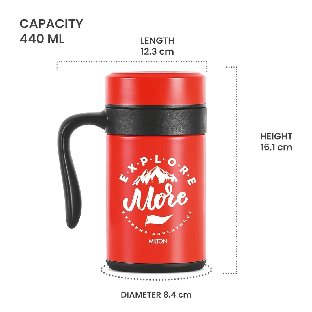 MILTON Cosmic 500 Thermosteel Mug, 500 ml, Yellow | Stainless Steel Strainer | Hot & Cold | Vacuum Insulated | Rust Proof | Leak Proof | Tea | Coffee | Mug image 6