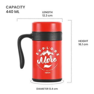 MILTON Cosmic 500 Thermosteel Mug, 500 ml, Yellow | Stainless Steel Strainer | Hot & Cold | Vacuum Insulated | Rust Proof | Leak Proof | Tea | Coffee | Mug thumbnail 5
