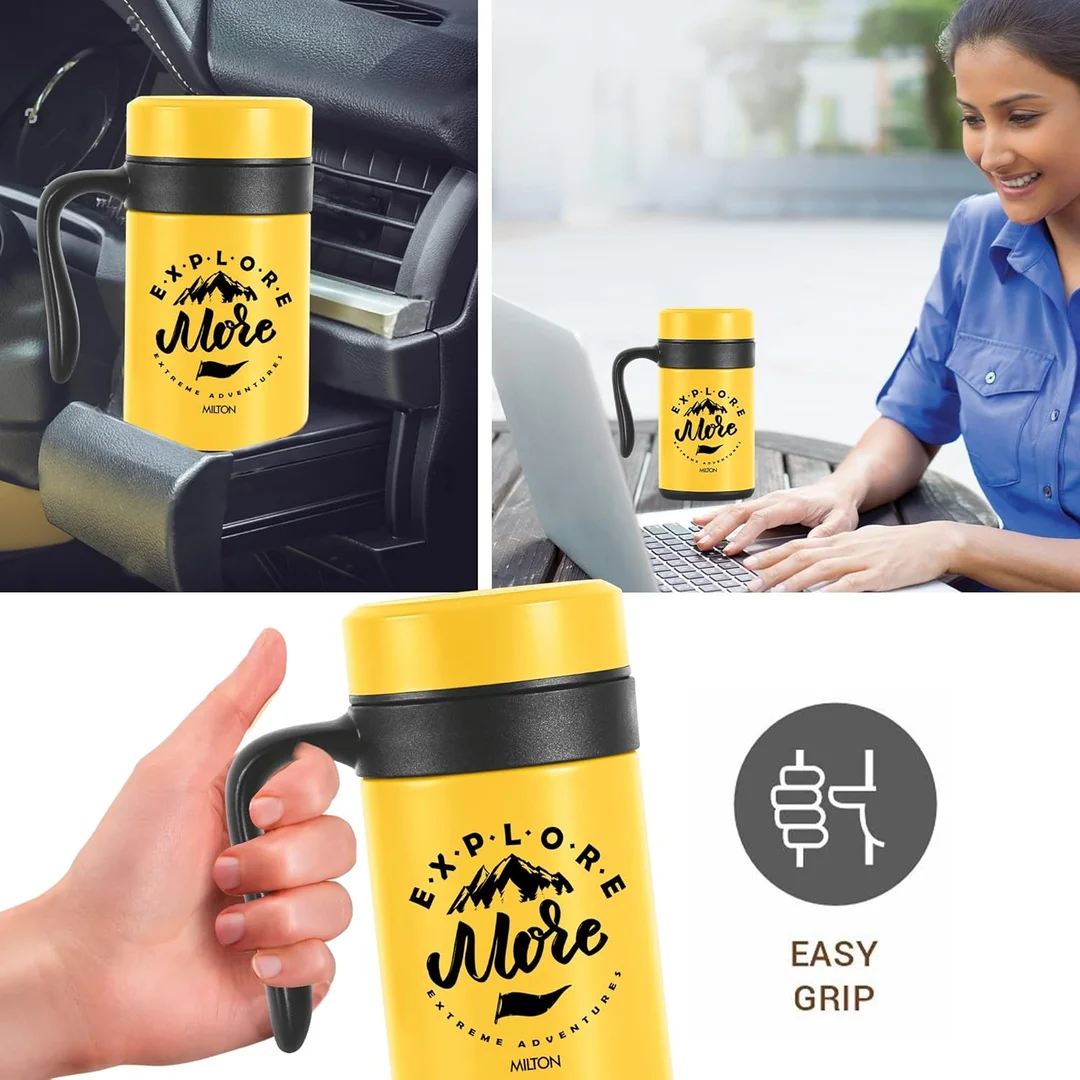 MILTON Cosmic 500 Thermosteel Mug, 500 ml, Yellow | Stainless Steel Strainer | Hot & Cold | Vacuum Insulated | Rust Proof | Leak Proof | Tea | Coffee | Mug image 11