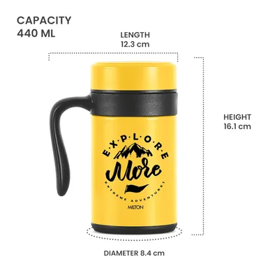 MILTON Cosmic 500 Thermosteel Mug, 500 ml, Yellow | Stainless Steel Strainer | Hot & Cold | Vacuum Insulated | Rust Proof | Leak Proof | Tea | Coffee | Mug thumbnail 7