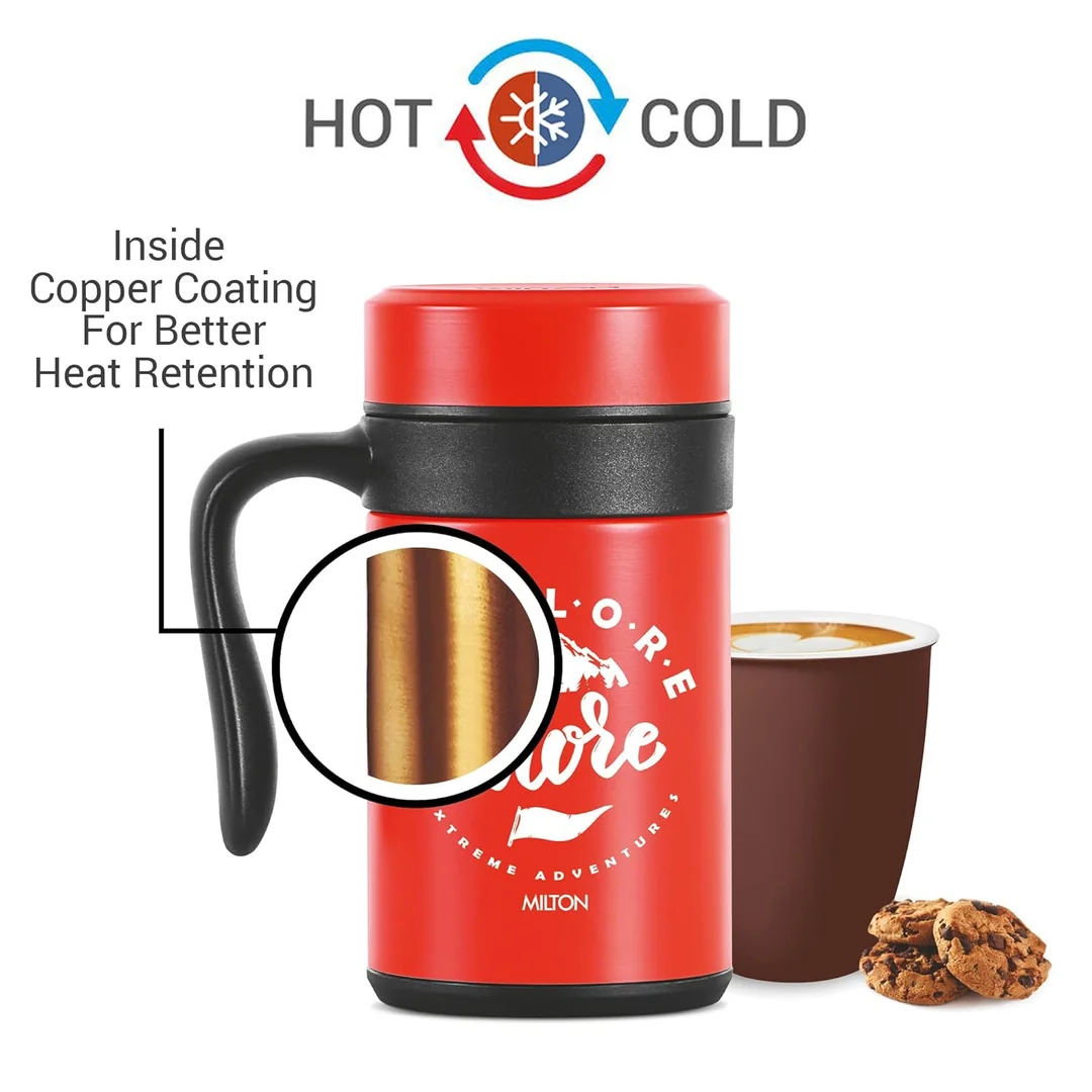 MILTON Cosmic 500 Thermosteel Mug, 500 ml, Yellow | Stainless Steel Strainer | Hot & Cold | Vacuum Insulated | Rust Proof | Leak Proof | Tea | Coffee | Mug image 4